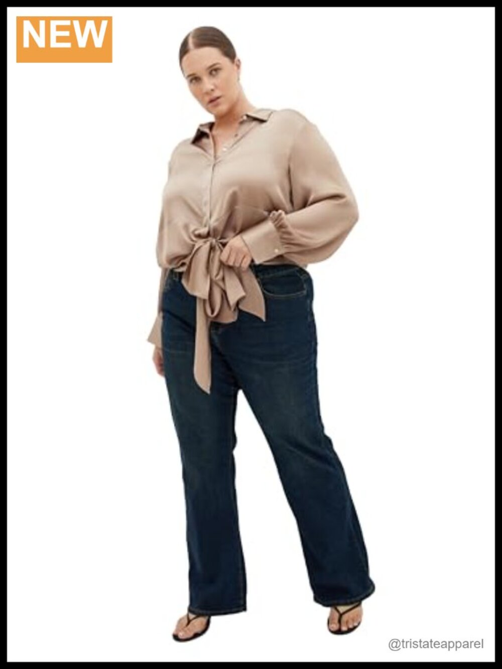 City Chic Women's Plus Size Tie Front Long Sleeve Tunic Shirt